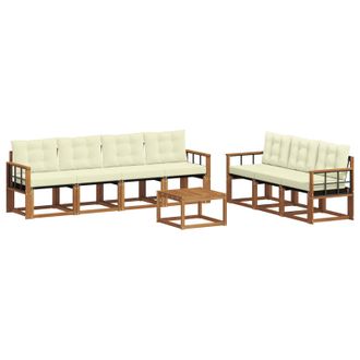 vidaXL Conjunto De Sof&aacute;s De Exterior Con Coj&iacute;n 8 Pcs Natural Y Crema Vidaxl