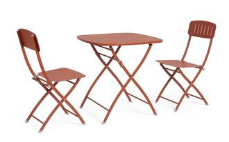 BIZZOTTO Conjunto de mesa plegable y 2 sillas en acero terracota