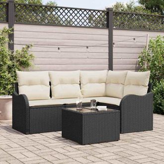 vidaXL Vidaxl - Conjunto De Sof&aacute; De Jard&iacute;n Con Coj&iacute;n 5 Pcs Marr&oacute;n Polirat&aacute;n