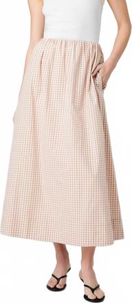French Connection Gingham Ruched Skirt - Petite In Ginger Almond Nude