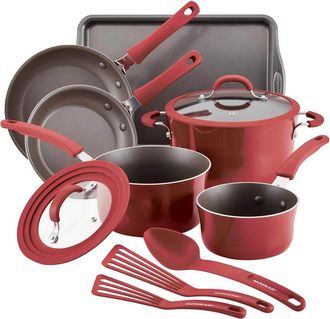 Rachael Ray 11-Piece Nonstick Cookware Set - Red