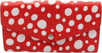 Louis Vuitton Red Color White Leather Long Wallet (Bi-Fold) (Pre-Owned)
