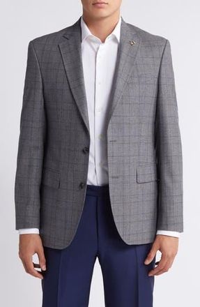 Ted Baker Jay Slim Fit Glen Plaid Stretch Wool Sport Coat in Grey at Nordstrom Rack, Size 38