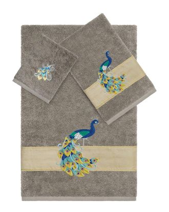 Linum Home Textiles 100% Turkish Cotton Penelope 3Pc Embellished Towel Set