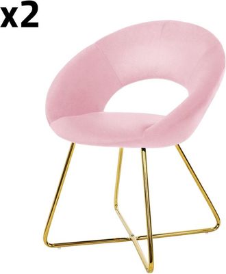 ML Design Lote de 2 sillas de terciopelo, rosa