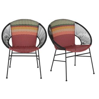 Maisons du monde Sillones de jard&iacute;n profesionales de metal en negro y resina reciclada multicolor (x2)
