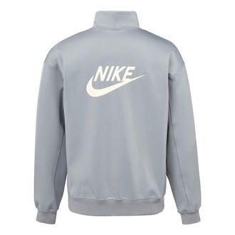 Nike Mens Nike Back Alphabet Logo Printing Half Zipper Stand Collar Long Sleeves Jacket Milky Gray DQ4238-073