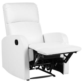Beliani Beliani - Sill&oacute;n Reclinable Tapizado En Piel Sint&eacute;tica Con Puerto Usb Dise&ntilde;o Moderno Sill&oacute;n De Sala De Estar Blanco Virrat