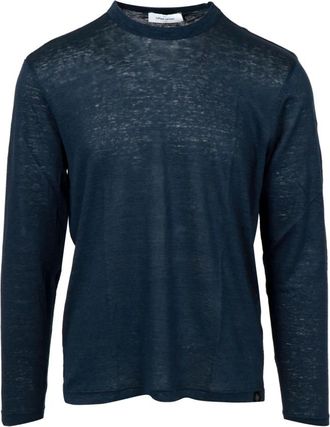 Gran Sasso Linnen Top met Lange Mouwen en Ronde Hals - Heren - Longsleeves - Blauw - 3XL - Linnen - Tops
