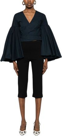 Jacquemus Blue Solid V Neck Top