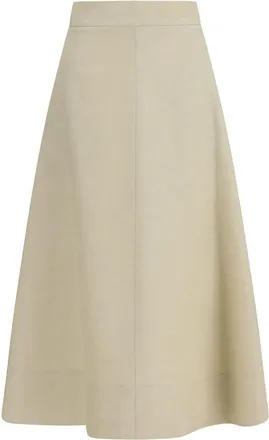 P.A.R.O.S.H. Beige Linen Midi Womens Skirt