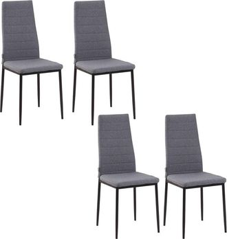 HOMCOM Homcom - Pack De 4 Sillas De Comedor Tapizadas En Lino Sillas De Cocina Modernas Con Respaldo Alto Y Patas De Metal Carga 120 Kg Para Sal&oacute;n 41x50x97 C