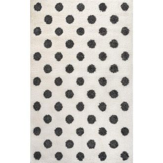 Jonathan Y Designs Pere Modern Charcoal Dot Shag Area Rug in White/gray at Nordstrom, Size 5Ft 0In X 8Ft 0In