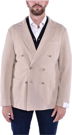 Eleventy Jassen, Heren, Bruin, L, Wol, Dubbelbreasted wollen jas