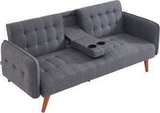 Concept Usine Sof&aacute; cama de 3 plazas con bandeja central abatible gris