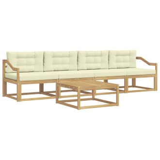 vidaXL Conjunto De Sof&aacute;s De Exterior Con Coj&iacute;n 4 Pcs Blanco Y Crema Vidaxl