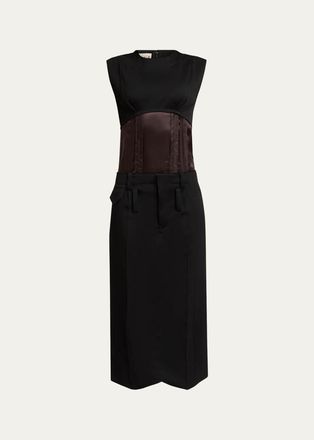 Marni Mixed-Media Sleeveless Midi Dress