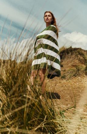 Christy Takeaway Yarn-Dyed Striped Beach Towels in Olive at Nordstrom