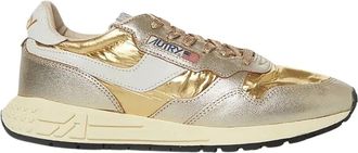 Autry Sneakers, female, Yellow, 4 UK, Laminated Leather Reelwind Trainers