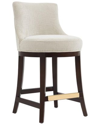 Manhattan Comfort Lucia Chenille Counter Stool With Beech Wood Legs