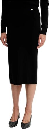 Fracomina Midi Pencil Skirt - Dames - Midirokken - Zwart - S - Leer - Rokken