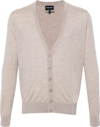 Giorgio Armani Elegante Beige Wol Cardigan - Heren - Vesten - Beige - XL - Wol - Truien & Vesten
