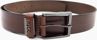 HUGO BOSS Mens Hugo Boss Senol Leather Belt With Metal Logo Brown - Size: 120