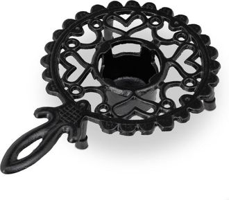 Relaxdays Relaxdays - 10 Calentadores De Taza, Salvamanteles Para Teteras, Hierro Fundido, Para 1 Vela, R&uacute;stico, Negro