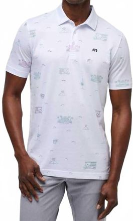 Travis Mathew Tiki Mapes Print Half-Sleeved Polo In White