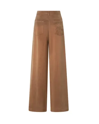 Pinko Womens Palazzo Trousers Cupro-Viscose Brown Brown-Coffee Liqueur Shell: Cupro