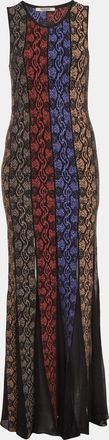 Roberto Cavalli Multicolor Panelled Knit Sleeveless Maxi Dress
