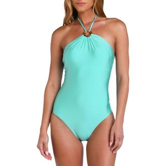Sunshine 79 Solids Halter Neck One-Piece Swimsuit in Seaglass at Nordstrom Rack, Size 10