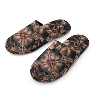 Generic Vintage Rose Gold Flowers Mens House Slippers Slip Indoor Slipper On Shoes Warm Outdoor