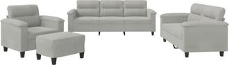 vidaXL Juego De Sof&aacute;s Con Cojines 4 Piezas Tela Microfibra Gris Claro Vidaxl