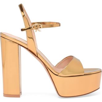 Gianvito Rossi Marlena Sandal in Metallic Gold Calf at Nordstrom, Size 39.5