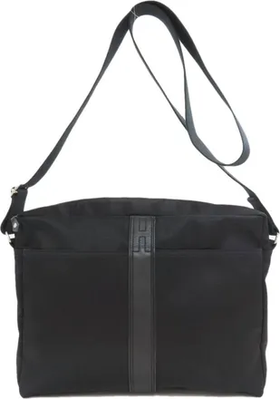 Herm&egrave;s Black Polyester Cotton Briefcase (Pre-Owned)