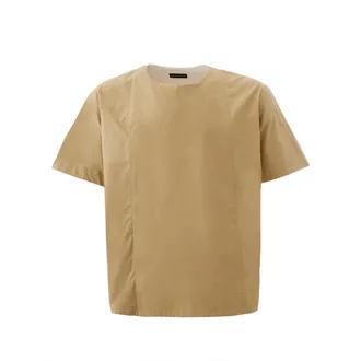 Emporio Armani T-Shirts, male, Beige, XL, Beige Round Neck Short Sleeve Shirt