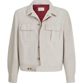 Brunello Cucinelli Suede jacket in Sand at Nordstrom, Size Xxx-Large Eu