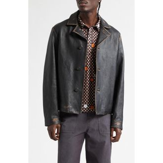 Maison Margiela Sheepskin Leather Jacket in Black at Nordstrom, Size 38 Us