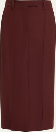 Brunello Cucinelli Long Wool Double Pleat Skirt