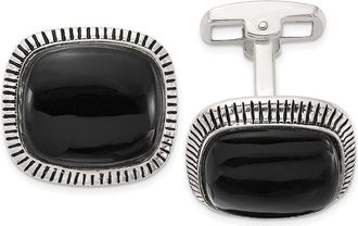 Diamond2Deal Sterling Silver Onyx and Enameled Cuff Links