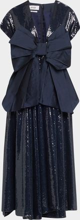 Christopher John Rogers Sequined Crushed Bow Dress