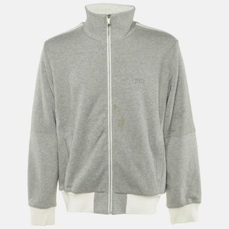 HUGO BOSS Boss By Hugo Boss Grey Cotton Knit Zip Front Sweater
