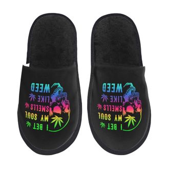 Generic Slippers I Best My Soul Smells Like Weed Fuzzy Slippers Unisex Non Slip Slipper For Bedroom Indoor Guest M