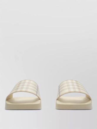 Burberry check pattern slides open toe flat sole