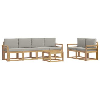 vidaXL Conjunto De Sof&aacute;s De Exterior 7 Pcs Blanco Y Gris Claro Vidaxl