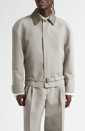 Bottega Veneta Oversize Wool M&eacute;lange Zip Jacket in 1105 Stone Melange at Nordstrom, Size 42 Us