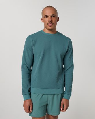 Vuori Clothing Tech Waffle Crew Neck Shirt | Dark Cyan | Medium