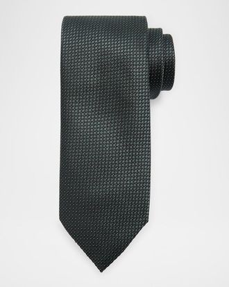 Ermenegildo Zegna Mens Micro-Birdseye Jacquard Silk Tie