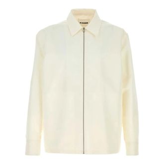 Jil Sander Light Jackets, male, White, Size: L Cotton Poplin Shirt